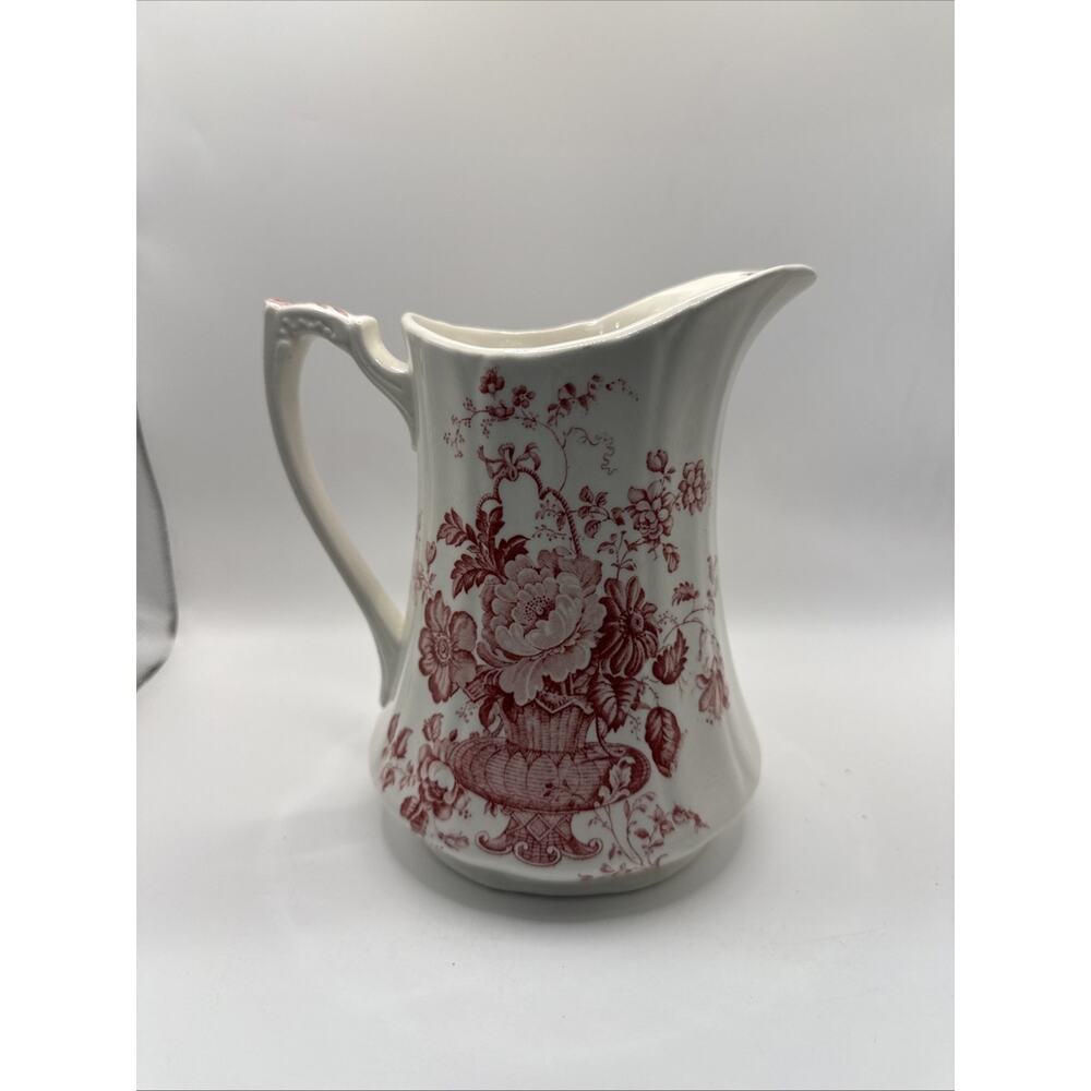 Jar Staffordshire Charlotte Alfred Meakin Pitcher England Red Pink VTG 7”